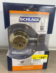 Schlage Bright Brass Double Cylinder Deadbolt Door Lock B62N V 505 605 NEW! - Picture 1 of 5