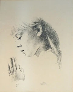 Jennie Tomao Limited Edition 194/200 Print Little Girl Praying in Nice Wood Fram - Picture 1 of 8