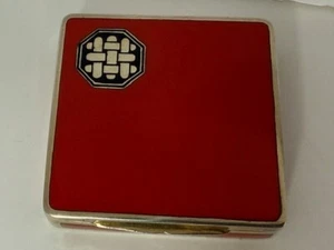 Sterling silver compact box. Art deco chinoiserie design. red black enamel. - Picture 1 of 10