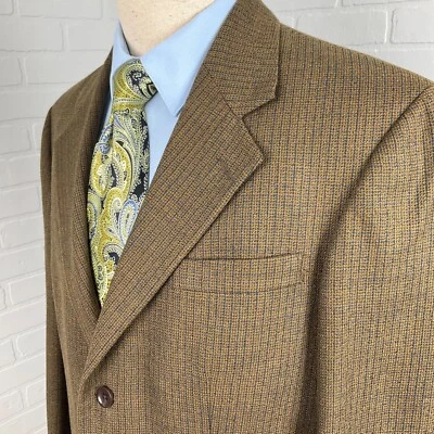 Blazer Nautica Hombres 41R Marrón Azul Cuadros Lana Chaqueta Clásica Carrera EE. UU. 90s De Colección Foto 1 de 4