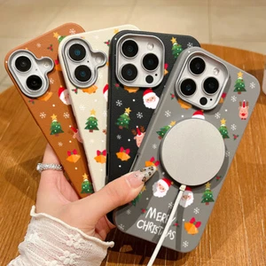Case For iPhone 16 Pro Max 15 14 13 12 Christmas Magnetic Leather Magsafe Cover - Zdjęcie 1 z 16
