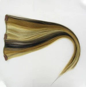 Haarclip Extensions hellblond gelockt hellkupfer und schokolade 60cm 15613h4 - Bild 1 von 4