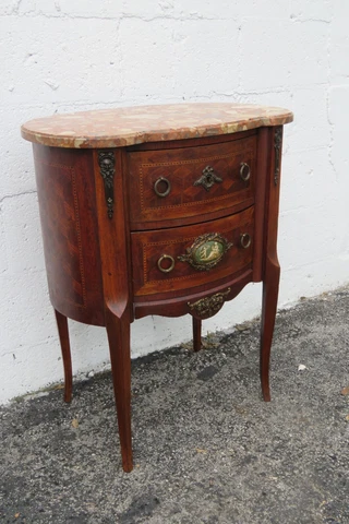 French Cameo Carved Tall Inlay Nightstand Side Table Commode made in France 3662 Cover