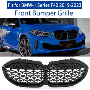 GLOSS BLACK FOR BMW 1 SERIES F40 2019-24 DIAMOND STYLE FRONT KIDNEY GRILLE GRILL - Picture 1 of 17