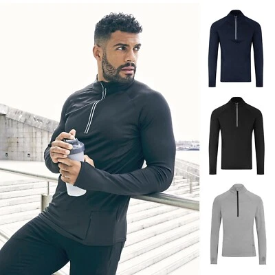 JUST COOL Herren 1/2 Zip Funktionsshirt Atmungsaktiv Schnelltrocknend Langarm S-XXL BC030