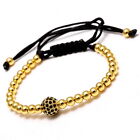 2021 Fashion Mens18k Gold Plated CZ 4mm Beads Zircon Braided Macrame Bracelets
