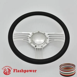Volante Billet 15.5" Negro Media Envoltura Restauración Chevy Ford GTO - Imagen 1 de 9
