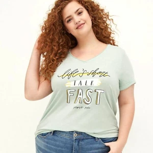 Torrid 3 (3X) Gilmore Girls Life's Short Talk Fast V Neck Graphic Tee T Shirt - Picture 1 of 3