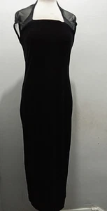 Mujeres Wallis Negro Malla Hombro Lápiz Fiesta Ocasión Terciopelo Vestido Talla UK 14 - Imagen 1 de 23