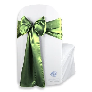 50 pcs Satin Chair Cover Bow Sash 108"x8" - Sage Green - Wedding Party hb - Picture 1 of 5