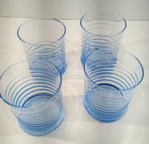 Libbey Sirrus Azul Doble Gafas Antiguas (Juego de 4) En muy buena condición - Imagen 1 de 9