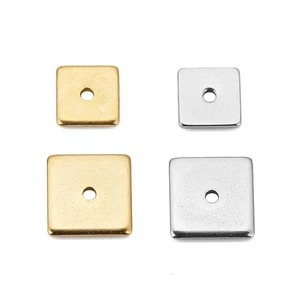 Square Spacer Beads 4 to 8mm 50pcs Gold Stainless Steel Flat Loose Beads for DIY - Picture 1 of 8