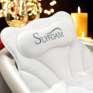Bath Pillow, Bathtub Pillow with Anti-Slip Suction Cups, 4D Mesh Soft Spa Bat... - Picture 1 of 7