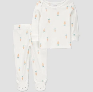 Carter’s Baby Karotten 2-teiliges Outfit mit Füßen Größe 9 Monate Neu mit Etikett - Bild 1 von 3