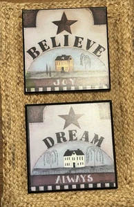 Set Of 4 8x8 Wooden Inspirational Pat Fischer Plaques Rustic Primitive Country - Picture 1 of 4