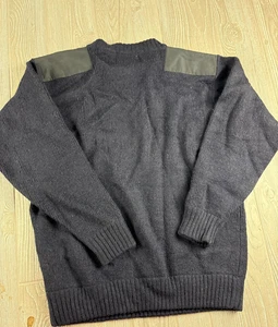 Woolrich Sweater Mens Medium Navy Shoulder Patches Wool - Picture 1 of 9