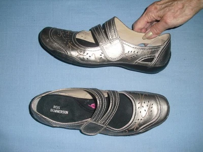 Ros Hommerson Chelsea Mary Jane Pewter Leather Comfort Sz Shoe 8.5 SS Narrow - Image 1 of 4