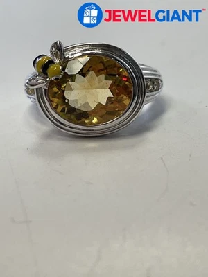 ANILLO PLATA ESTERLINA FIRMADO TOPACIO CITRINO COLOR ESMALTES TALLA 8,00 6,8 G #FX133 Foto 1 de 4