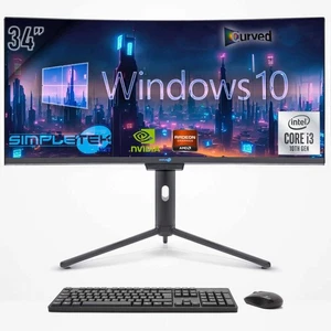 PC All IN One I3 10th 34 " Windows 10 4gb 240gb Curved FHD Computer Work _ - Picture 1 of 10