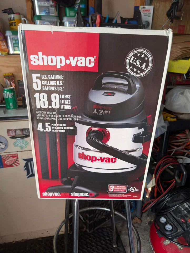 Shop-Vac 5989305 Wet/Dry Vacuum 5 Gal SS 4.5 HP 70 CFM 9.9A