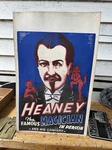 Auténtico póster de vodevil Magic Heaney Devil Broadside de 1900 publicidad - Imagen 1 de 4