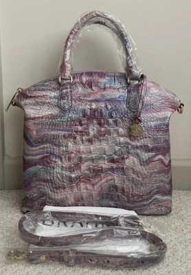 Bolso Cartera BRAHMIN Melbourne Grande de Cuero DUXBURY AURA Rosa Púrpura Azul Nuevo con Etiquetas Foto 1 de 4