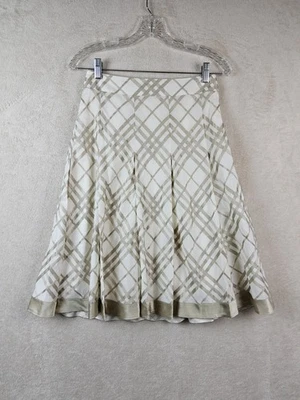 Falda para mujer Burberry forrada plisada metálica bronce marfil talla 42 Foto 1 de 4