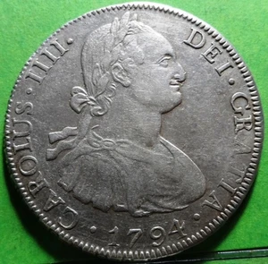 CARLOS IV, 8 Reales, 1794, POTOSI -PR, A.C.-994, Ag. - Picture 1 of 2
