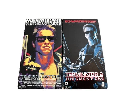 Terminator 1 and 2 Judgment Day VHS Arnold Schwarzenegger Lot Set of 2 - Image 1 of 4