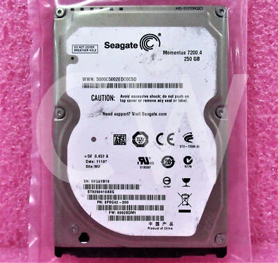 ST9250410ASG Seagate 9PSG42 MOMENTUS 250GB 7200RPM 3Gbps 2.5"SATA HDD Hard Drive - Image 1 of 2