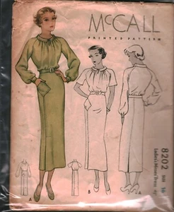 Vestido 8202 Vintage McCalls Patrón Costura Misses Años 30 Manga Larga Corta 16 Fuera de Stock - Imagen 1 de 2