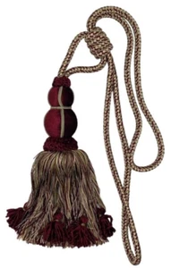 Decorative Designer Home Decor MERLOT RED GREEN Tassel Drapery Curtain Tieback - Picture 1 of 4
