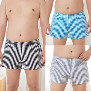 3PCS Oversized Underwear Plaid Cotton Panties Men's Loose Casual Shorts 2XL-5XL - Picture 1 of 13