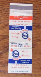 CUBIERTA DE CAJA DE CERILLAS DE GASOLINERA DE PETRÓLEO PURO: ARNS FLORENCE, KENTUCKY MATCHCOVER -C19 - Imagen 1 de 2