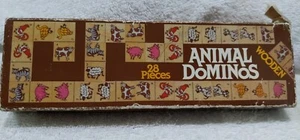 Vtg Farm Animal Dominos Wooden 28 Pieces - Picture 1 of 6