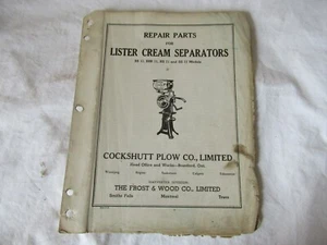 1938 Cockshutt Lister  BB11 BBR RS11 SS11 cream separators parts catalog manual - Picture 1 of 4
