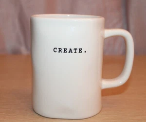 RAE DUNN MAGENTA "CREATE." Coffee Mug Typewriter Font Print Vintage HTF Stamp M - Picture 1 of 7