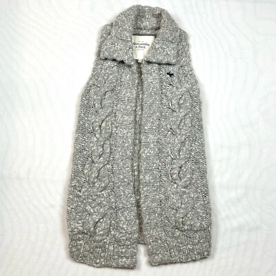 Chaleco Suéter Abercrombie & Fitch Vintage Lana Pura Tejido con Cable Súper Grueso PEQUEÑO Foto 1 de 4