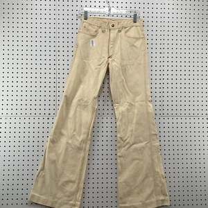 Vintage 70s Red Snap Flared Pants Beige Brown Adult Mens Fits 27x31.5 TALON ZIP - Picture 1 of 19