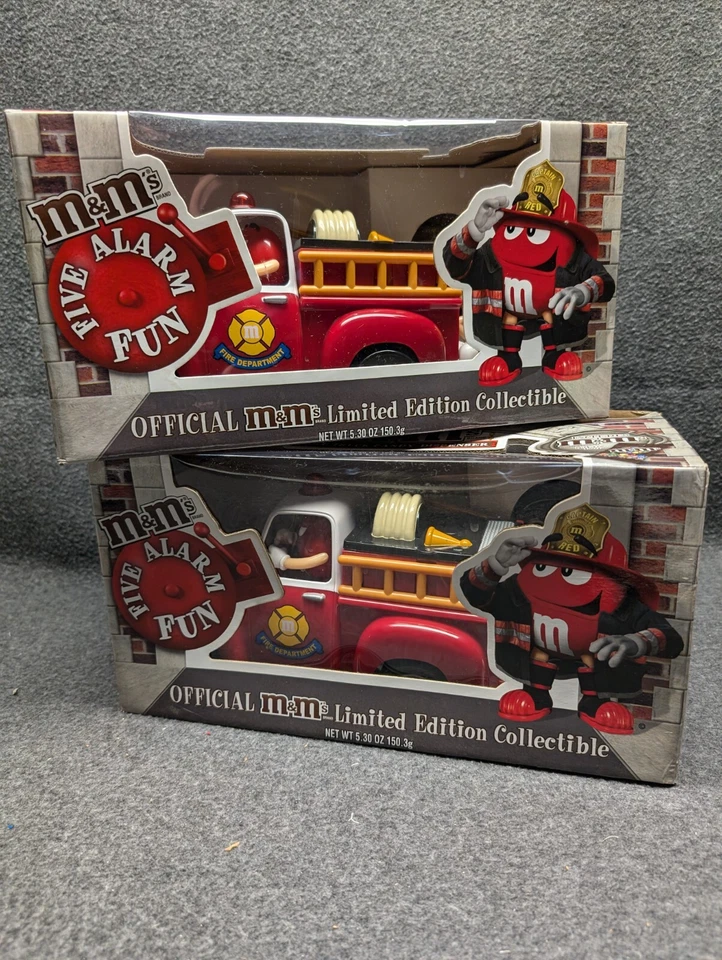 M &m Candy Dispenser Fire Truck RARE Red and Blue M&m