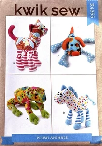 Kwik Sew K4355 weiche Plüschtiere Tiere Frosch, Katze, Hund, Pferd vergriffen - Bild 1 von 3