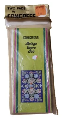 Лот из 2 Congress Bridge Score Pads Новые из старых запасов Два Дизайна Синий Красный Цветочный Дизайн - Изображение 1 из 4