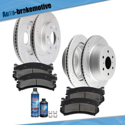 FRONT+REAR DRILL SLOT BRAKE ROTORS +CERAMIC PADS FOR CHEVY SILVERADO ESCALADE Foto 1 de 4
