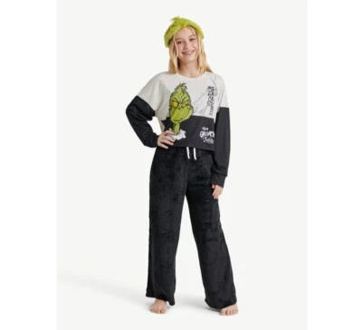Justice Girls Grinch Long Sleeve Top and Wide Leg Pant with Grinch Headband 3-Pc - Image 1 of 4
