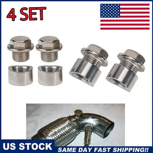 (4 Sets) 304 STAINLESS O2 OXYGEN SENSOR BUNG PLUG M18 X 1.5 THREADED - Picture 1 of 7