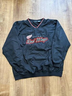 Detroit Red Wings Pro Edge Black V-Neck Windbreaker w/ Pockets Size XL - Image 1 of 4