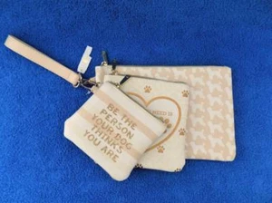 Charming Charlie Dog Faux Leather Wristlet Make Up Case Set Various Sizes New - Picture 1 of 6