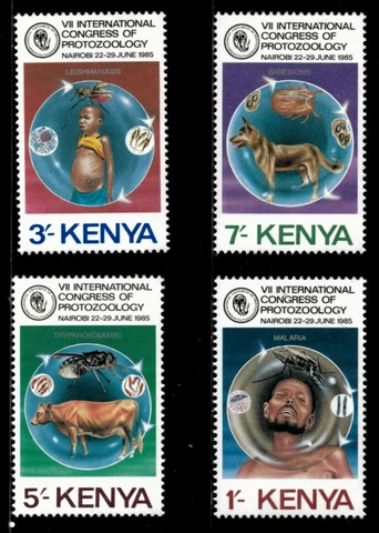 Kenya 1985 - Congress of Protozoology, Diseases - Set of 4v - Scott 337-40 - MNH Cover
