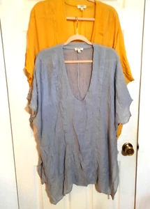 Umgee Gray & Yellow Poncho Pull Over Light Weight Cover Up Set/ 2 Size M/L - Picture 1 of 3