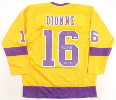 Marcel Dionne Signed Los Angeles Kings Yellow Jersey Inscribed HOF 92 (JSA COA) - Image 1 of 4